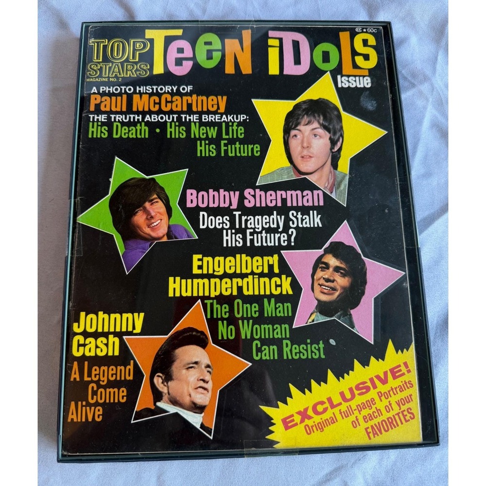 Vintage Top Stars Teen Idols Magazine No‎ 2 Paul McCartney Johnny Cash Framed